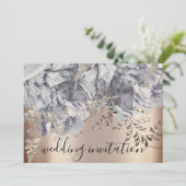 ブライダル結婚のバラブルーシルバーライトフラワー 招待状 (スタンド正面)
