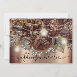 ブライダル結婚のバラ金ゴールドブラウンバラライト 招待状