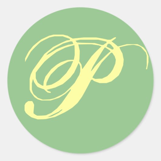 ブライダル結婚のモノグラム文字P ラウンドシール (正面)