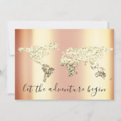 ブライダル結婚の金ゴールド行先地図グローブコーラル 招待状 (裏面)