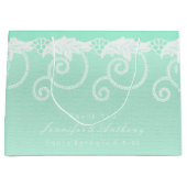 ブライダル結婚ズティファニーミントグリーンホワイトレ王室のース ラージペーパーバッグ (正面)