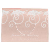 ブライダル結婚ズピーチサーモンホワイト王室のレース ラージペーパーバッグ (裏面)