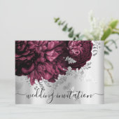 ブライダル結婚ズブルガンディマルサラシルバーフローラ 招待状 (スタンド正面)