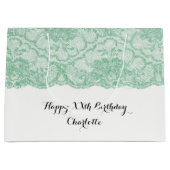 ブライダル結婚ズミントグリーンフローラレース ラージペーパーバッグ (正面)