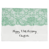 ブライダル結婚ズミントグリーンフローラレース ラージペーパーバッグ (裏面)