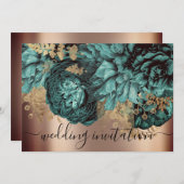 ブライダル結婚バラティール(緑がかった色)グリーンバラリース 招待状 (正面/裏面)