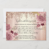 ブライダル結婚バラピンクDrips花I 招待状 (裏面)