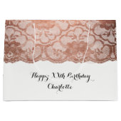 ブライダル結婚誕生日メタリックピンクローズ金ゴールド ラージペーパーバッグ (正面)