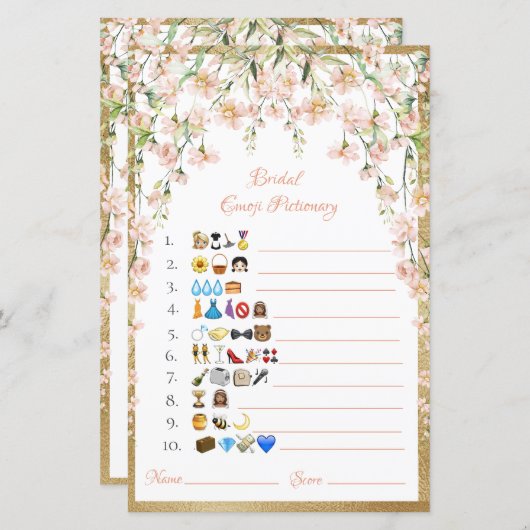 ブライダル絵文字コーカサスのゲーム紙シート (正面/裏面)