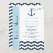 ブライダル航海のシャワー招待、ブルー 招待状 (正面/裏面)