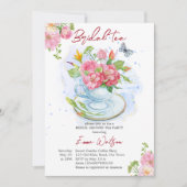 ブライダル茶パーティーブライダルシャワーカップ花 招待状 (正面)