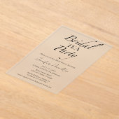 ブライダル茶パーティー |ブラック&ホワイトブライダルシャワー アクリル招待状 (レイダウン)