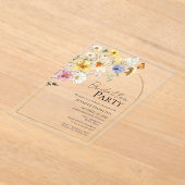 ブライダル茶パーティー |ワイルドフラワーボホブライダルシャワー アクリル招待状 (レイダウン)