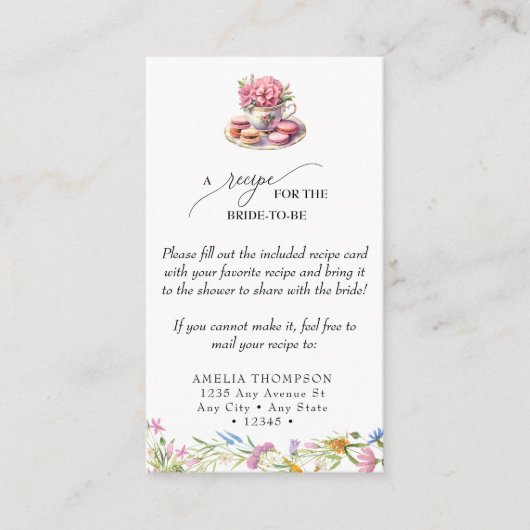 ブライダル茶 |レシピ要求エンクロージャカード エンクロージャーカード (正面)