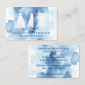 ブライダル衣類水彩青結婚のドレス 名刺 (正面/裏面)