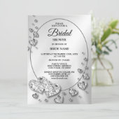 ブライダル表示パーティーシルバーグレーシャイニーハート エレガント 招待状 (スタンド正面)