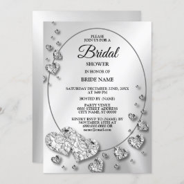 ブライダル表示パーティーシルバーグレーシャイニーハート エレガント 招待状