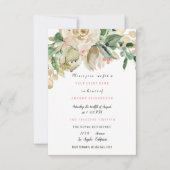 ブライダル誕生日パーティバラ絵を描フローラハート 招待状 (正面)