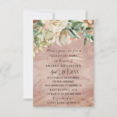 ブライダル誕生日フラワー金ゴールドミントバラ大理石フレーム 招待状 (正面)