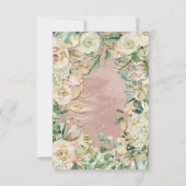 ブライダル誕生日フラワー金ゴールドミントバラ大理石フレーム 招待状 (裏面)