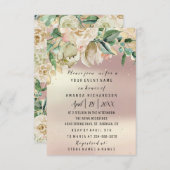 ブライダル誕生日花金ゴールドミントバラ水彩 招待状 (正面/裏面)