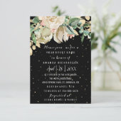 ブライダル誕生日花金ゴールドミントブラックウォーター色 招待状 (スタンド正面)