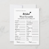 ブライダル語スクランブルブライダルシャワーゲームカード 招待状 (正面)