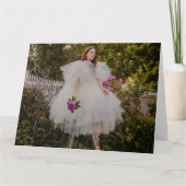 ブライダル魅力的ガウンの女性の折り畳みグリーティングカード カード (正面)