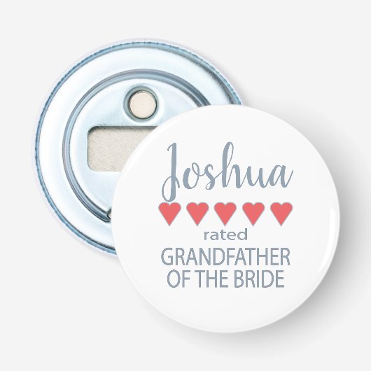 ブライダル＆ウェディングパーティー５ハートおじいちゃんが花嫁 栓抜き (正面)