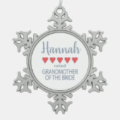 ブライダル&ウェディングパーティー5ハートおばあちゃんから花嫁 スノーフレークピューターオーナメント (正面)