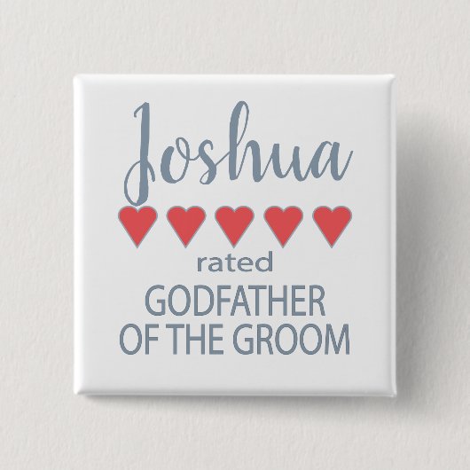 ブライダル＆ウェディングパーティー５ハート新郎の名付け親 缶バッジ (正面)