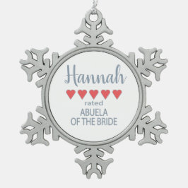 ブライダル&ウェディングパーティー5ハート花嫁の祖母 スノーフレークピューターオーナメント