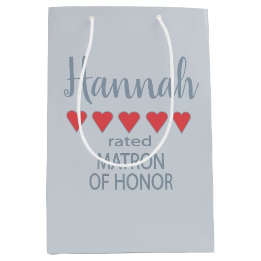 ブライダル＆ウェディングパーティー５ ハートのマトロン・オブ・オナー ミディアムペーパーバッグ (正面)