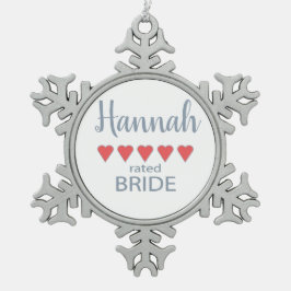 ブライダル＆ウェディングパーティー５ ハートの花嫁 スノーフレークピューターオーナメント