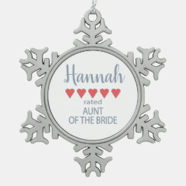 ブライダル＆ウェディングパーティー５ ハート 花嫁の叔母 スノーフレークピューターオーナメント
