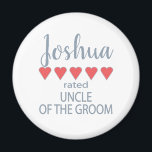 ブライダル&ウェディングパーティー5のハートおじさん新郎 マグネット<br><div class="desc">ブライダルパーティと結婚式のパーティーのメンバーは感じ、彼らのために特別に作られた"5つのハート"の贈り物で愛し、感謝する。愛は全てだ。地元の結婚式でも行結婚先の結婚式でもパーソナライズされた、必ず道に沿ってスマイルを持って来る。カスタマイズ可能なTシャツは、独身者やバチェロレットのパーティーや目的地の結婚式のイベントを強化するためのおもしろい側を持っている。バッグ素晴らしの上司に好意を。ブライダルパーティ及び家族の中には、花嫁、新郎、メイド・オブ・オーナー(花嫁付き添い人)、名誉の母、男最高の性、花婿介添人、女性、花嫁、花嫁、グロムスマン、花娘、花娘、リングや輪持参人、パージュ男、新婦の母、新婦の父、新婦の母、新婦の父、新郎の妹、新郎の兄、新婦の弟、アッシャー、アッシャー官吏,祖母,祖父,ゴッドマザー,ゴッドマザー,ゴッドファーザー,ノナ,ノノ,アブエラ,アブエロ,叔母,伯父,従兄弟,友人,娘,息子,フィアンセ,姪,甥,継母,義兄弟,義妹</div>