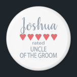 ブライダル&ウェディングパーティー5のハートおじさん新郎 マグネット<br><div class="desc">ブライダルパーティと結婚式のパーティーのメンバーは感じ、彼らのために特別に作られた"5つのハート"の贈り物で愛し、感謝する。愛は全てだ。地元の結婚式でも行結婚先の結婚式でもパーソナライズされた、必ず道に沿ってスマイルを持って来る。カスタマイズ可能なTシャツは、独身者やバチェロレットのパーティーや目的地の結婚式のイベントを強化するためのおもしろい側を持っている。バッグ素晴らしの上司に好意を。ブライダルパーティ及び家族の中には、花嫁、新郎、メイド・オブ・オーナー（花嫁付き添い人）、名誉の母、男最高の性、花婿介添人、女性、花嫁、花嫁、グロムスマン、花娘、花娘、リングや輪持参人、パージュ男、新婦の母、新婦の父、新婦の母、新婦の父、新郎の妹、新郎の兄、新婦の弟、アッシャー、アッシャー官吏，祖母，祖父，ゴッドマザー，ゴッドマザー，ゴッドファーザー，ノナ，ノノ，アブエラ，アブエロ，叔母，伯父，従兄弟，友人，娘，息子，フィアンセ，姪，甥，継母，義兄弟，義妹</div>