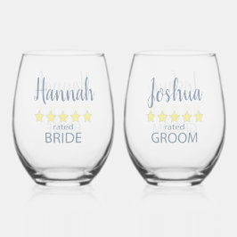 ブライダル&ウェディングパーティー5スターブライド&グルーマー ステムなしワイングラス