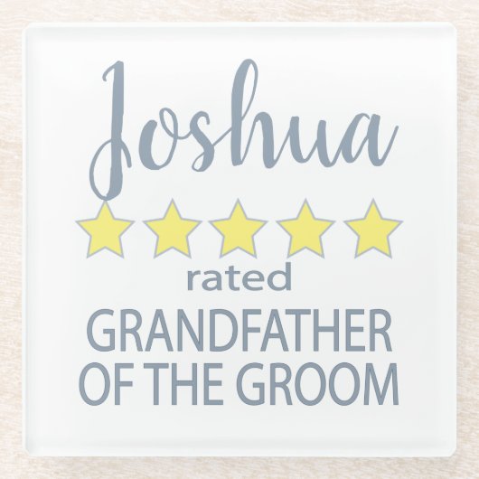 ブライダル&ウェディングパーティー5スター祖父の新郎 ガラスコースター (正面)
