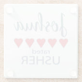 ブライダル&ウェディングパーティー5ハートアッシャー ガラスコースター (裏面)