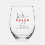 ブライダル&ウェディングパーティー5ハートブエロの新郎 ステムなしワイングラス (裏面)