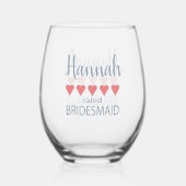 ブライダル&ウェディングパーティー5ハートブライドメイド ステムなしワイングラス (正面)