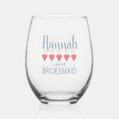 ブライダル&ウェディングパーティー5ハートブライドメイド ステムなしワイングラス (裏面)