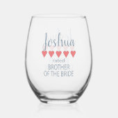 ブライダル&ウェディングパーティー5ハートブラザーオブブライド ステムなしワイングラス (裏面)