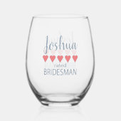 ブライダル&ウェディングパーティー5ハートブリデスマン ステムなしワイングラス (裏面)