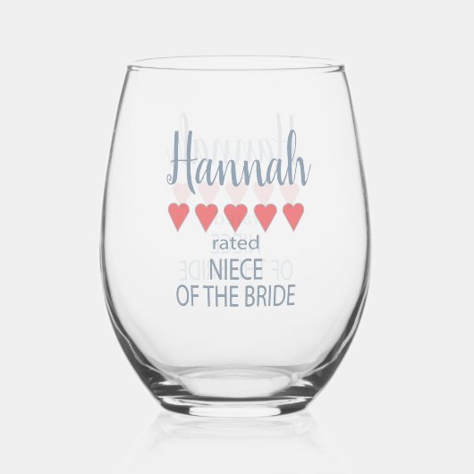ブライダル&ウェディングパーティー5ハート姪の嫁 ステムなしワイングラス (正面)