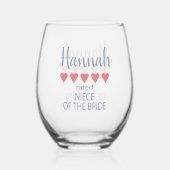 ブライダル&ウェディングパーティー5ハート姪の嫁 ステムなしワイングラス (裏面)