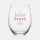 ブライダル&ウェディングパーティー5ハート婚約 ステムなしワイングラス (裏面)