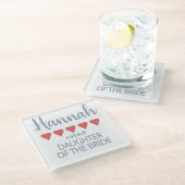 ブライダル&ウェディングパーティー5ハート嫁の娘 ガラスコースター (アングル)