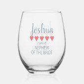 ブライダル&ウェディングパーティー5ハート甥の花嫁 ステムなしワイングラス (裏面)